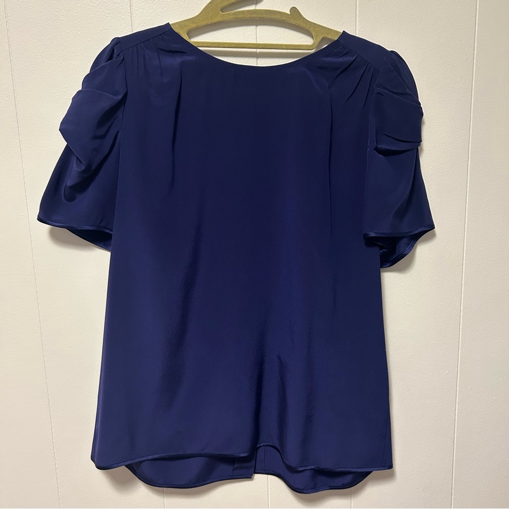 EUC Marc Jacobs Blue Silk Blouse with Button Back and Shoulder Details